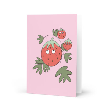 Strawberry Mom And Kids - Illustrated Art Card