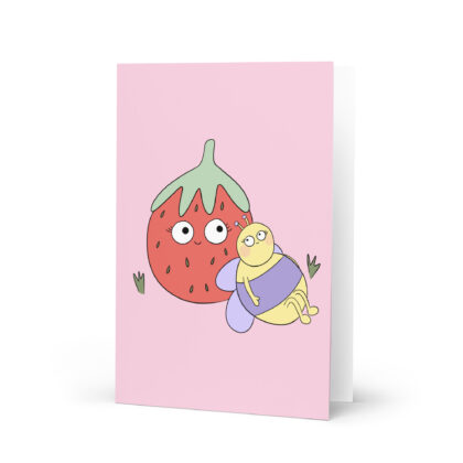 Strawberry And Bumblebee - Illustrated Art Card
