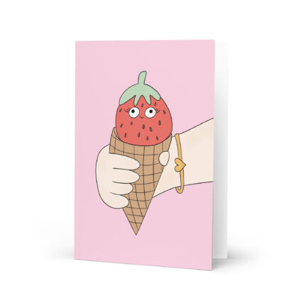 Strawberry Ice Cream - Illustrated Art Card