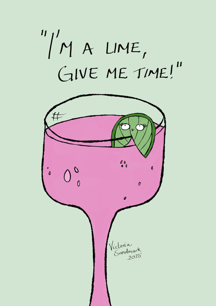 funny lime drink illustration, morsom tegning