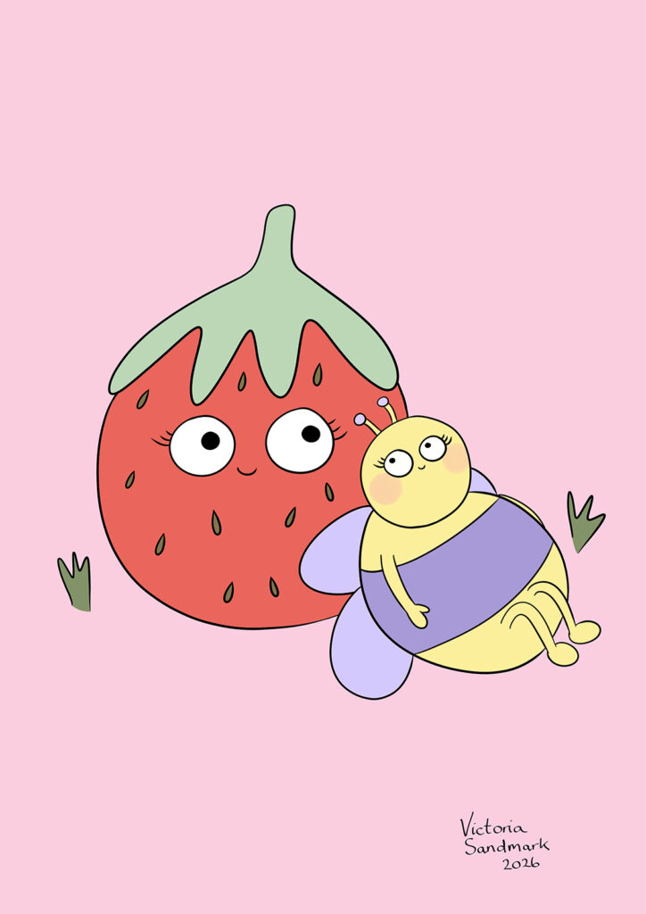 strawberry and bumblebee , jordbær og humle